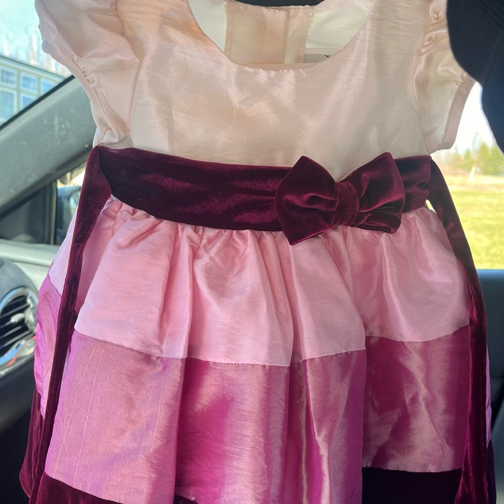 Pink and Burgundy Dress with Bow